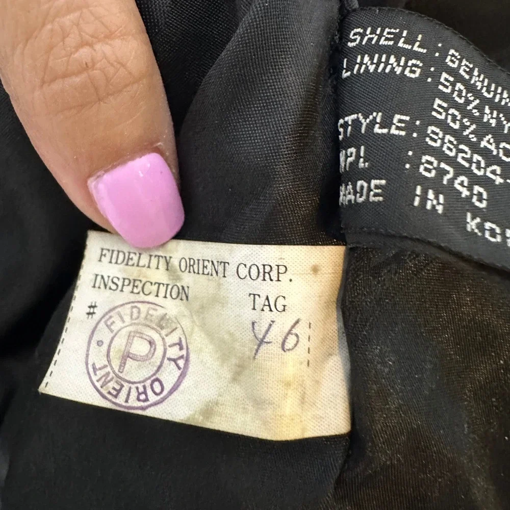 Vintage‎ Fidelity Leather Bomber Jacket Mens 44 Black Good Asymmetrical Zip 8740